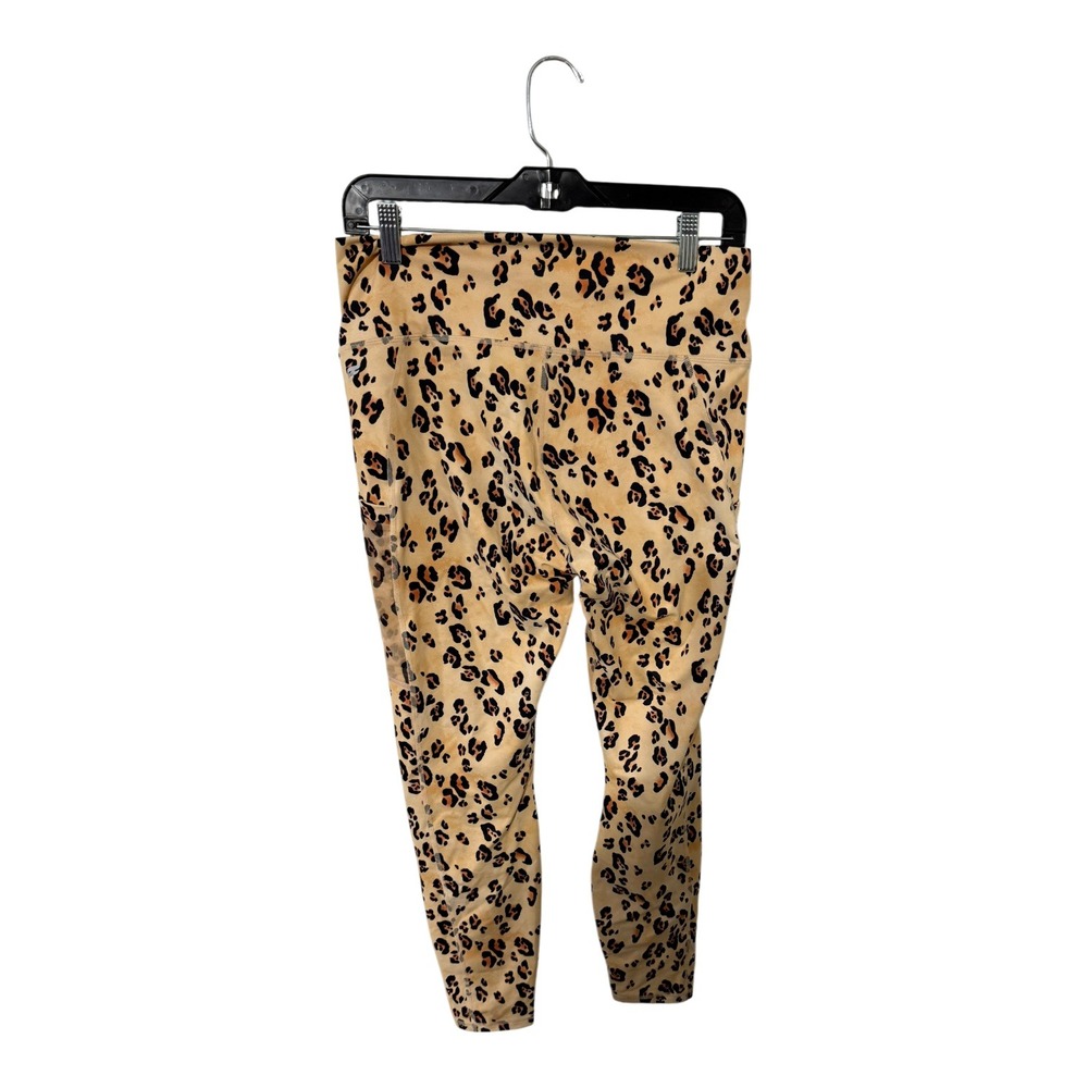 Fabletics PowerHold Leopard Print Mesh Pocket High Waisted Leggings Tan Large - Picture 2 of 4